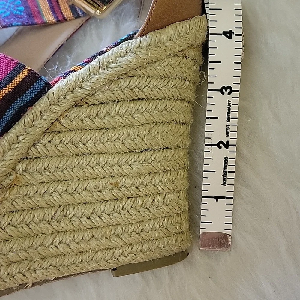 STEVE MADDEN Southwestern Colorful Striped Open Toe Ankle Strap Boho Espadrilles